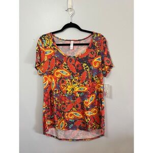 Lularoe Classic Tee Top M‎ Medium Paisley Print Colorful Casual Blouse